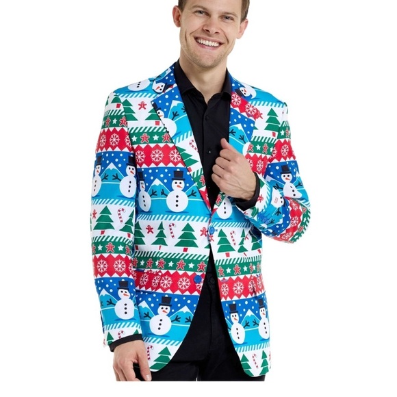 OppoSuits Men's Festive Holiday Ugly Blazer Jacket Snowman NWOT Size L 42-44 - Picture 1 of 13